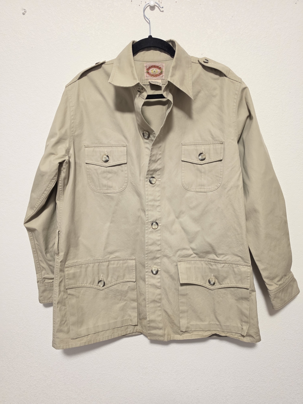 Banana Republic Vintage Cotton Safari Jacket in Light Khaki Size 40 *no Belt